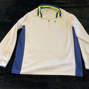 Nike Golf Dri-fit 1/4 Zip Mens Pullover Polyester White Blue Yellow XL Collared